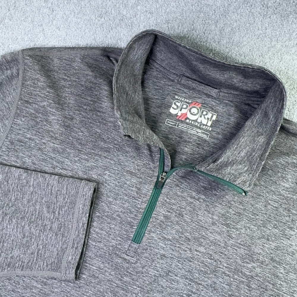 Marine‎ Layer Sport Long Sleeve 1/4 Zip Weekend Pullover Men's XL Gray Stretch